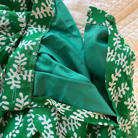 Vintage Country Casuals green pattern voluminous midi skirt UK 12 - Picture 5 of 9